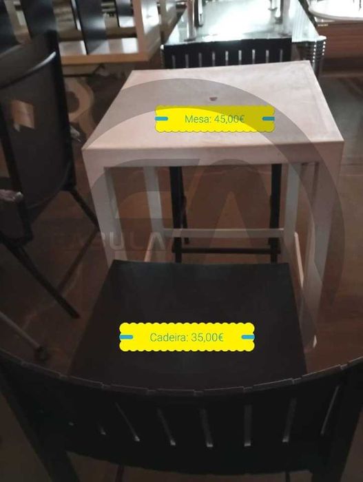 Bancos e mesas altas de exterior