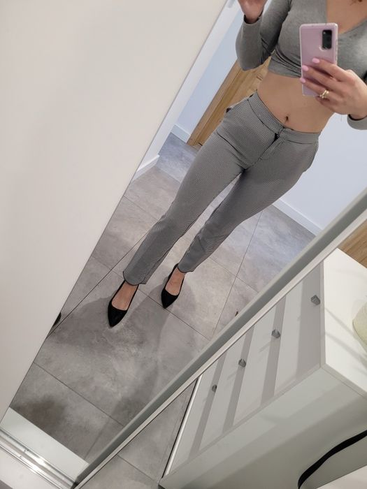 Spodnie w pepitkę Primark r. XS/S czarno białe
