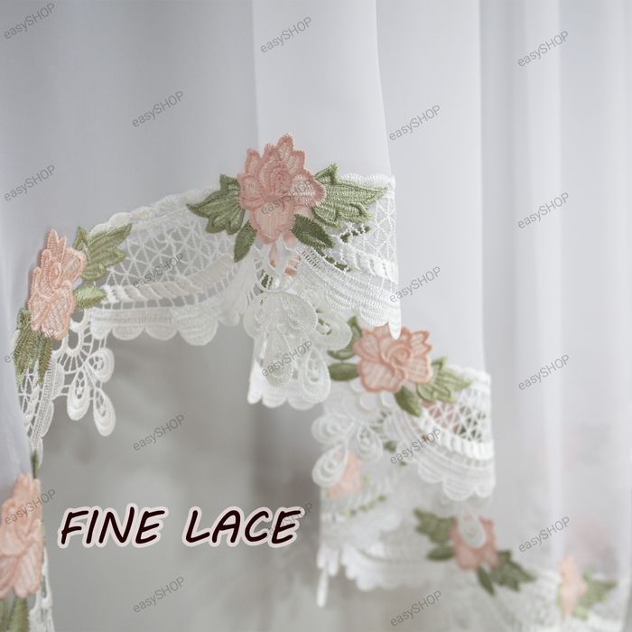 Gotowa firana z gładkiego woalu z gipiurą