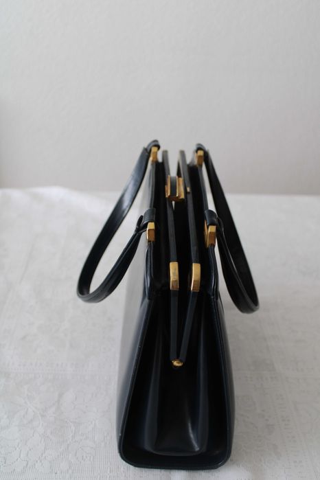 Mala pele genuína de altíssima qualidade Vintage em azul escuro