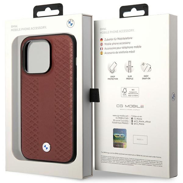 Etui BMW BMHMP14X22RFGR iPhone 14 Pro Max 6,7 burgundowy/burgundy Leather Diamond Pattern MagSafe