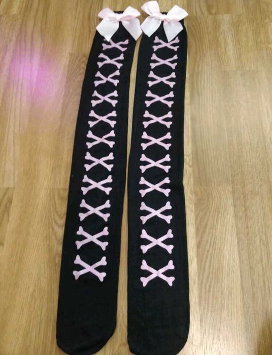 Zakolanówki Lolita czarno różowe