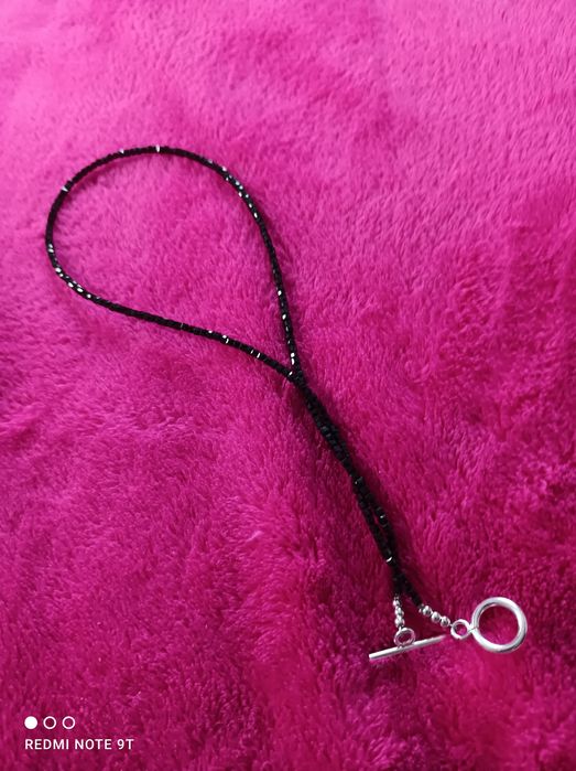 Naszyjnik turmalin czarny kostka