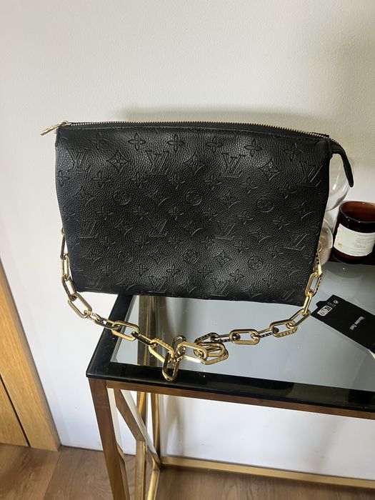 Torebka monogram lv czarna tloczona z lancuszkiem