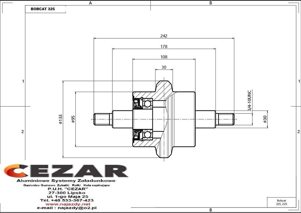 Rolka Jezdna Bobcat 225, 231, 325, 331, 334, 335