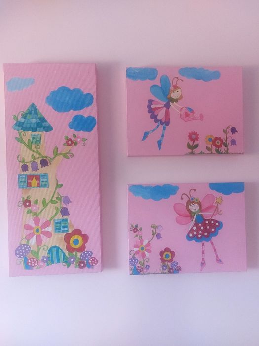 Quadros pintados à mão - Fadas