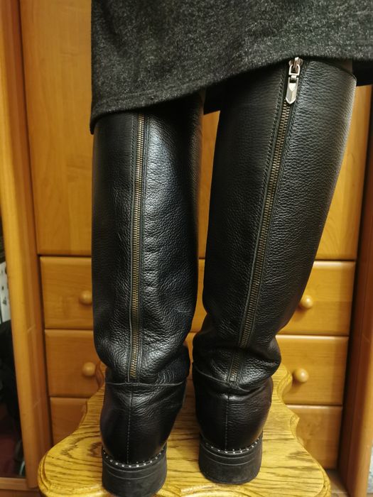 Сапоги высокие сапожки жокейские военные Трубы Натуральная кожа ILONA