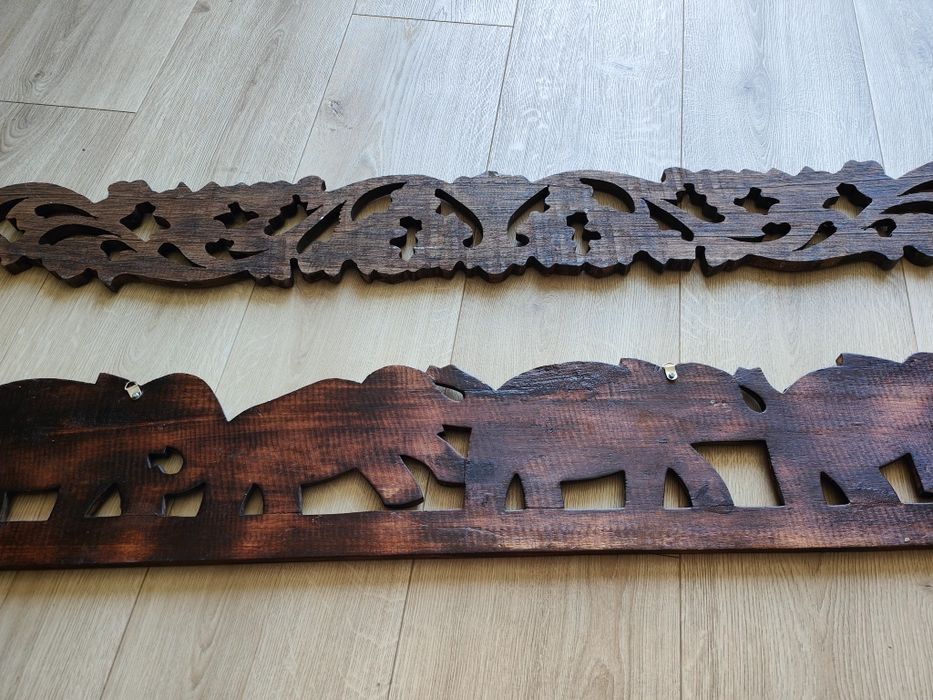 Ozdoba ścienna drewniana słonie