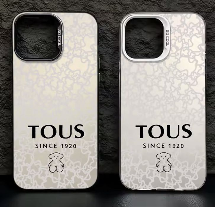 Capa Acrílica Luxuosa T-TOUS com Linhas Entrelaçadas Brancas e Efeito Fosco para iPhone 17, 16, 15, 14 Plus, 13, 12 Mini, 11 Pro Max