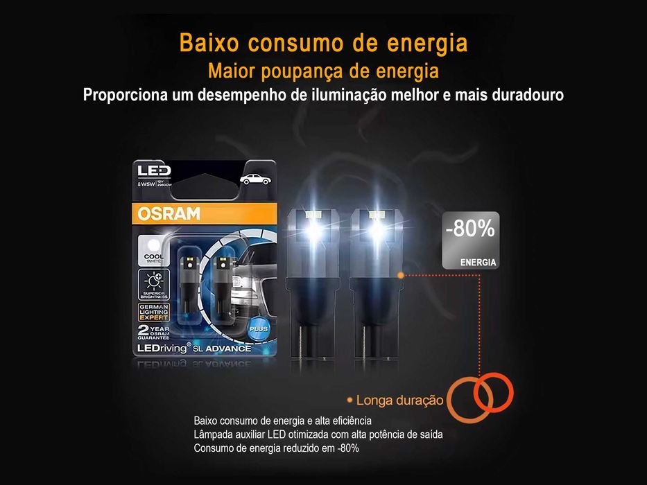 Lâmpada LED T10 6000K 12V W5W 194 LEDriving SL Advance 6000K Branco - OSRAM