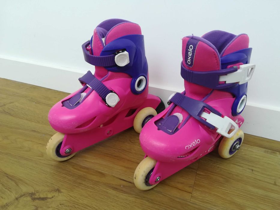 Patins de Criança 3 rodas Oxelo PLAY3 Rosa Violeta + Proteções