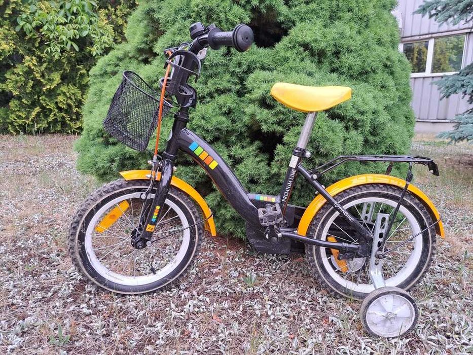 Rowerek dla dzieci TOMABIKE Platinum 14 cali bagażnik kosz bagażnik dzwonek V-BREAK złoty 14"