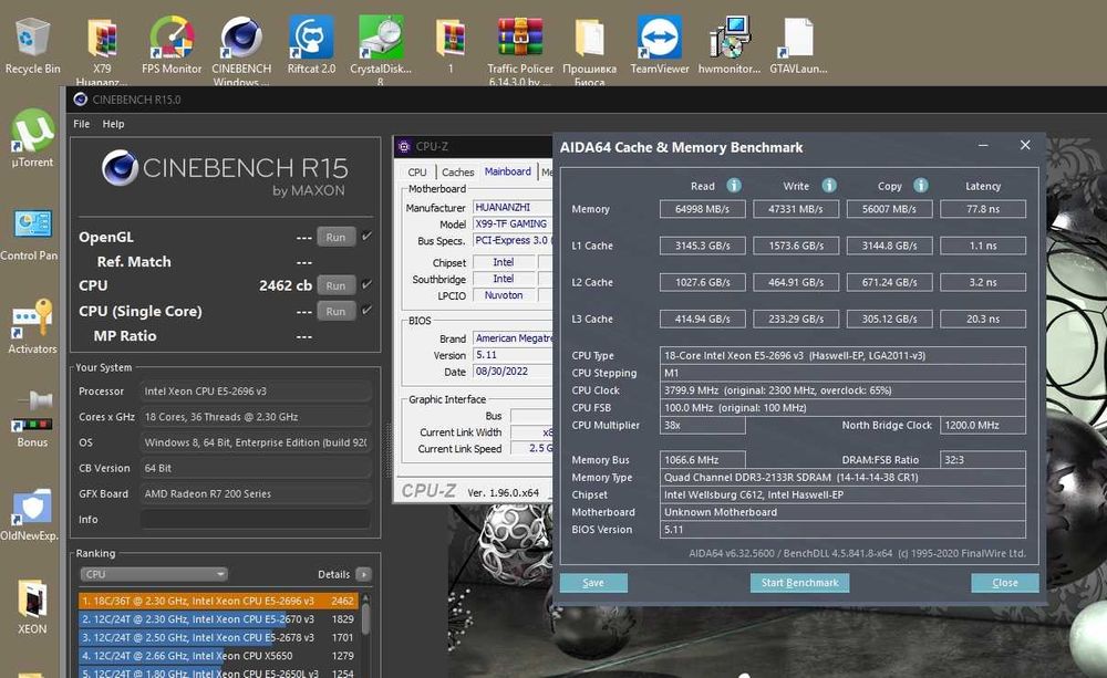 Комплект Huananzhi X99 TF + Xeon E5 2696v3/ v4 / 32gb / 64gb / 128gb