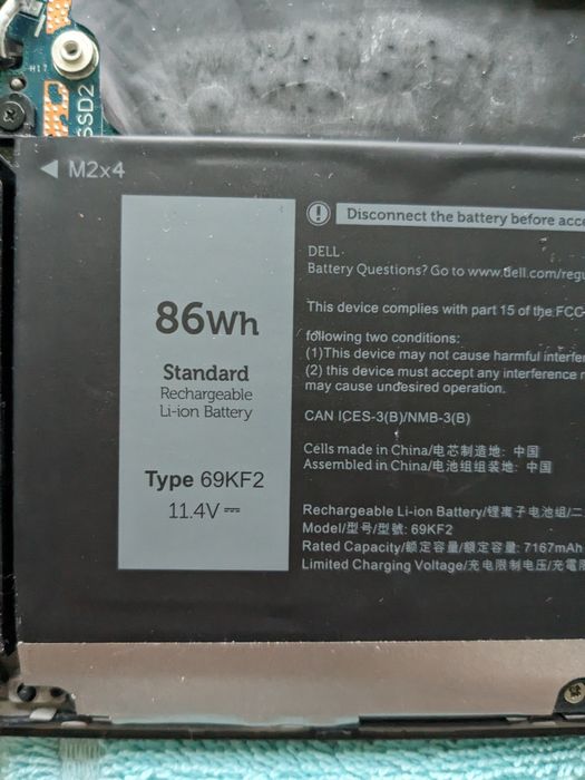 Аккумулятор Dell 69KF2 11.4V 86Wh Оригинал БУ
