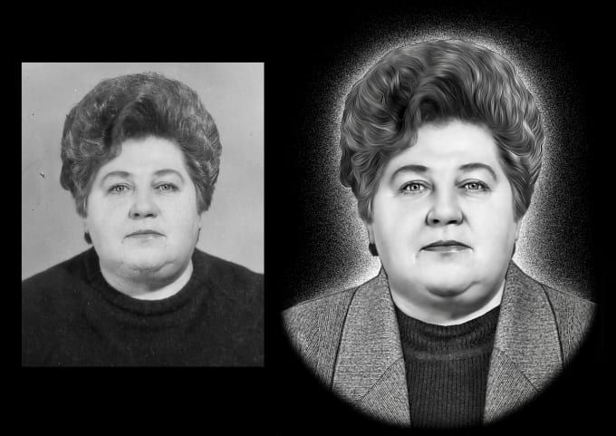Ретушь фото на памятник под гравировку, на керамике услуги фотошоп