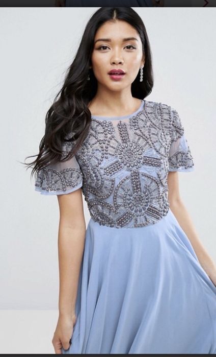 Sukienka maxi Asos niebieska r.36/S