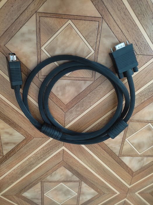 VGA кабель 2м (2 фиритовых сердечника, 2 экрана)