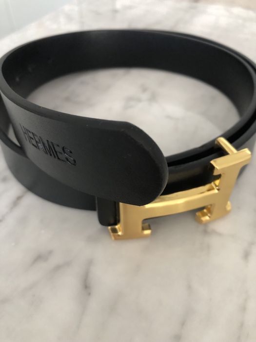 Hermes pasek uniseks czarny gladki