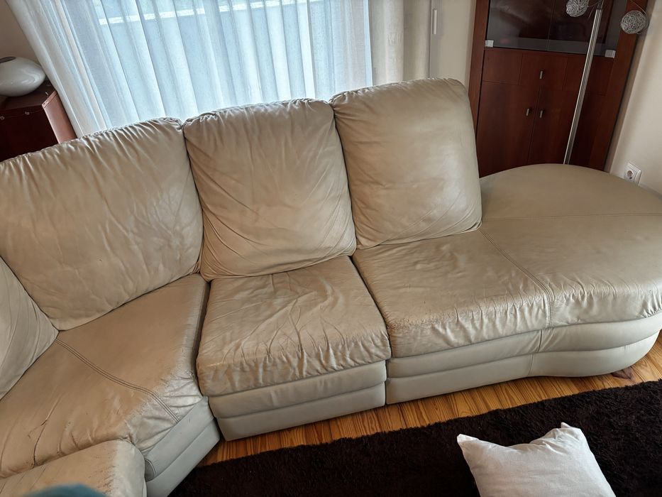 Sofá de canto, 6 lugares em pele!
