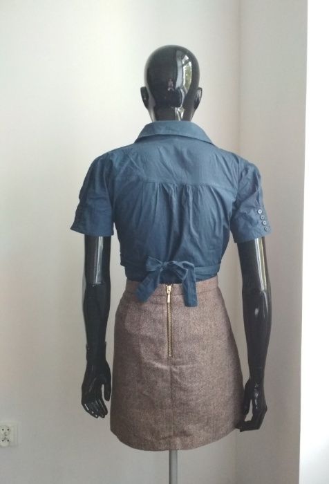 Spódnica mini jodełka brązowa H&M 42