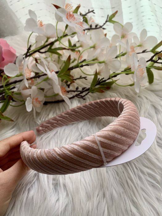 Opaska materiałowa pudrowy róż