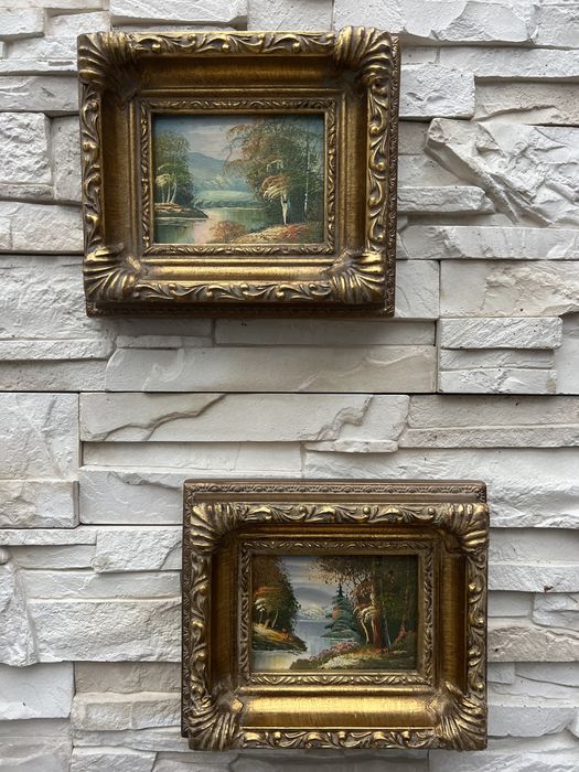 Kolekcja 5szt ręcznie malowanych obrazkow obrazek w drewnianej ramie