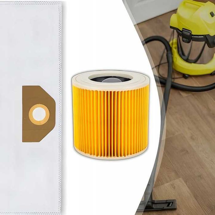 10x Worki Filtr Odkurzacza Karcher Wd3 Se4001 Syntetyczne Flizelinowe