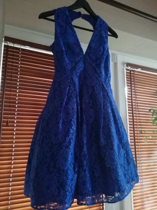 Sukienka wieczorowa SUGARFREE CHABROWA, niebieska roz. 38 M
