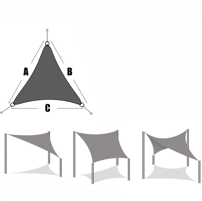 Żagiel przeciwsłoneczny wodoodporny 5x6x5 m jasny beż trójkąt