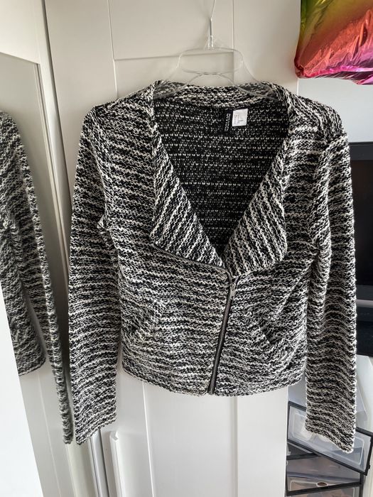 H&M melanzowa ramoneska marynarka boucle blezer s