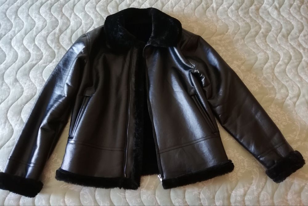 Blusão estilo aviador em pêlo sintético muito quente cor preto