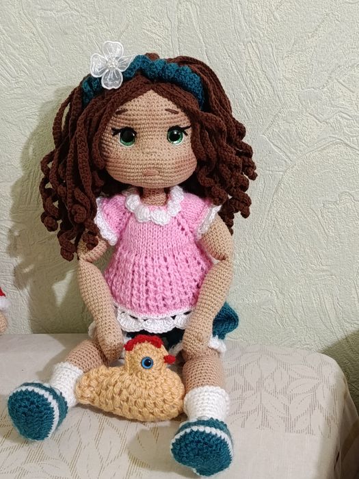 Подарок. Вязаная куколка Обнимашка. 39см. В'язана лялька
