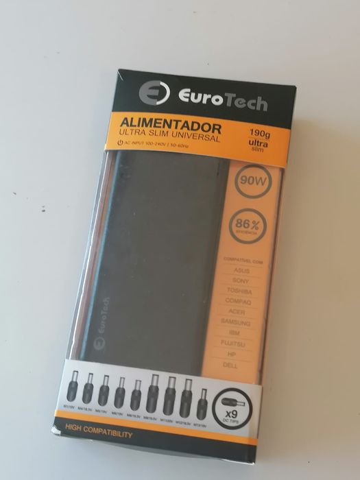 Carregador Computador / Portátil ULTRA SLIM UNIVERSAL, 90W