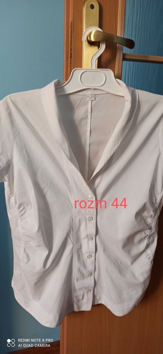 Bluzka elegancka 42, koszula biała satyna atłas