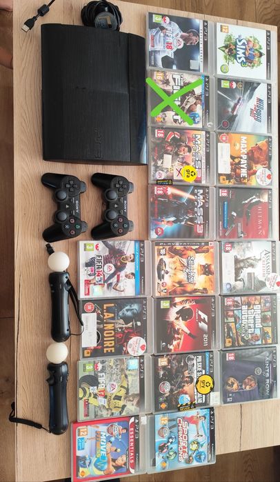 Konsola PS3 komplet 2 pady , kamera, różki, gry jak na zdjęciu