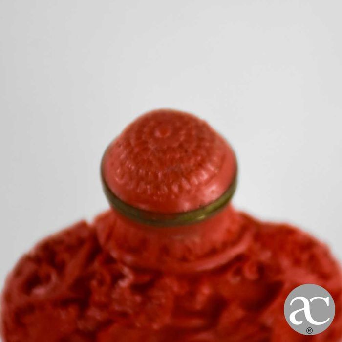 Frasco de Rapé (snuff bottle) laca Cinnabar, 1ª metade séc. XX, nº 2
