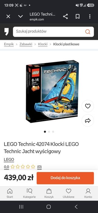 Żaglówka lego klocki