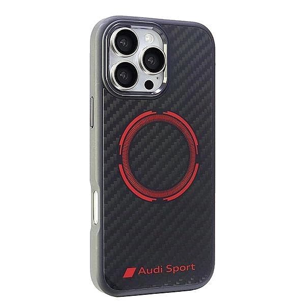 Etui Audi Carbon Fiber Sport Red Circle MagSafe na iPhone 16 Pro Max 6