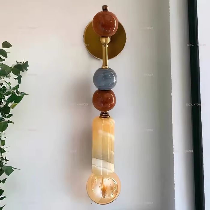 Lampa kinkiet kamień i szkło