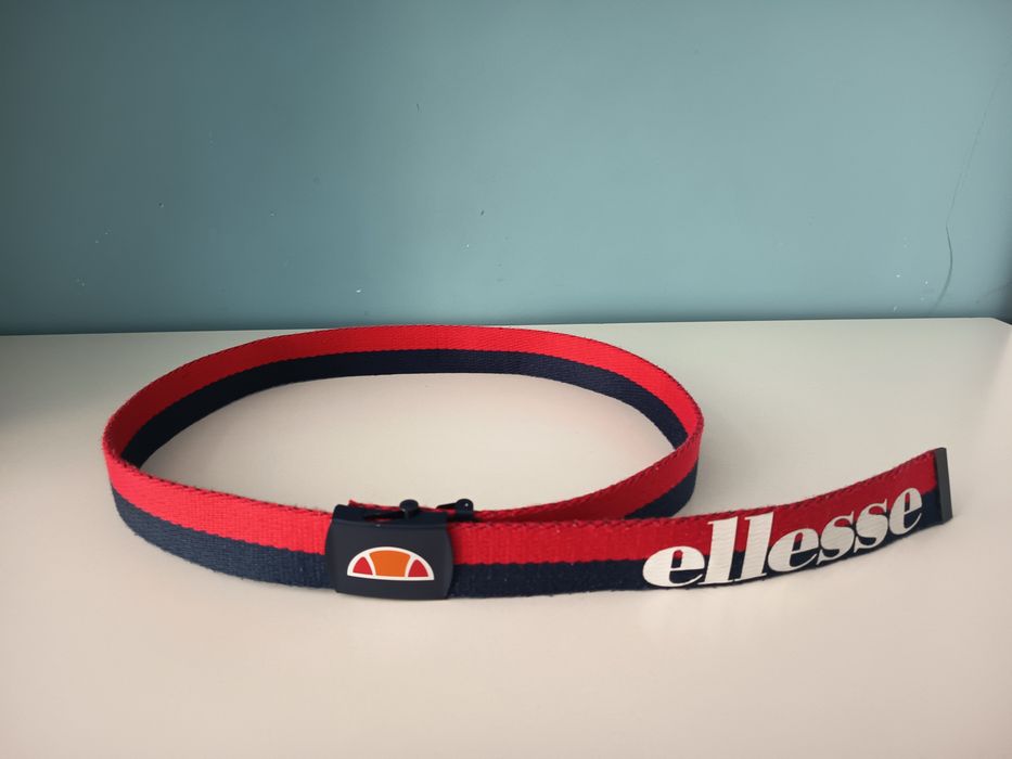 Pasek Męski Pleciony Ellesse Materialowy Webbing Belt Czerwony Granatowy