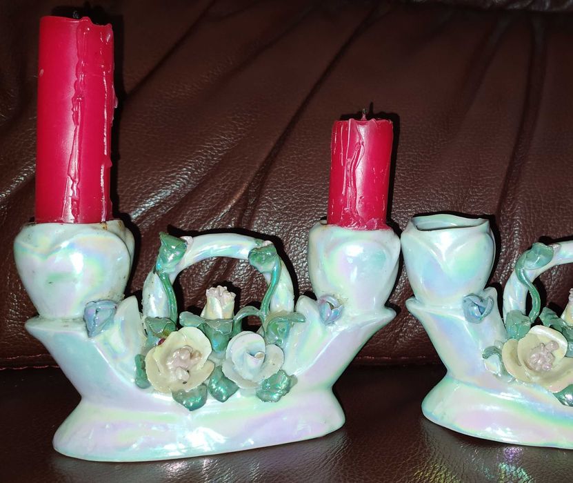 Подсвечник,Фарфор,подсвечники с цветами. Румыния