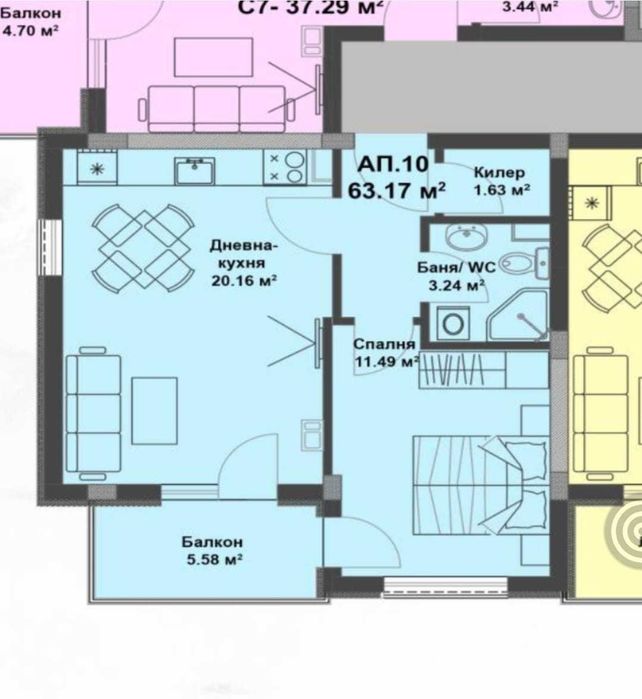 Квартира 1+1 у La Mer Silver Residence 3, Болгарія, Сонячний Берег