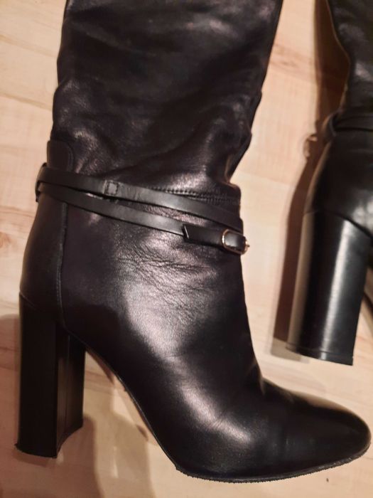 Kozaki  muszkieterki  Twinset  skóra  naturalna  czarne 38