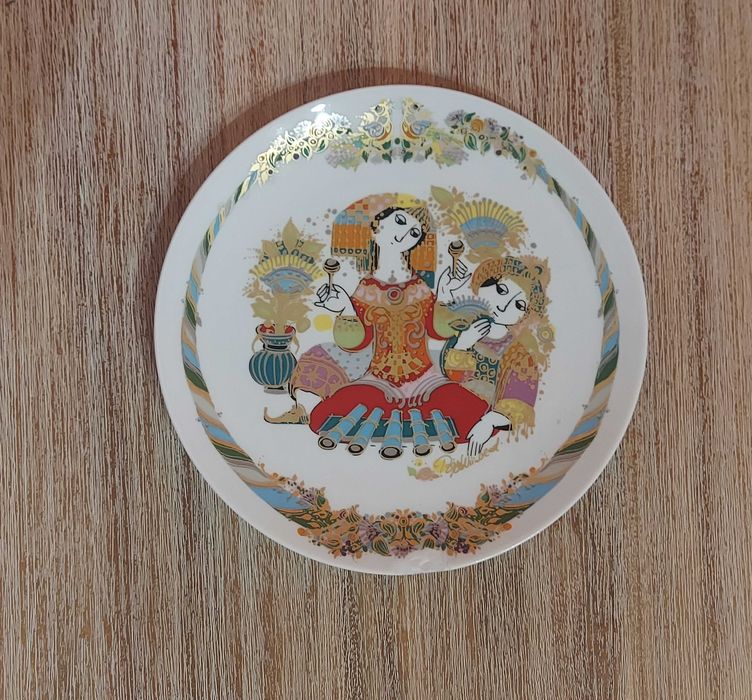 Vintage talerz ozdobny ręcznie malowany