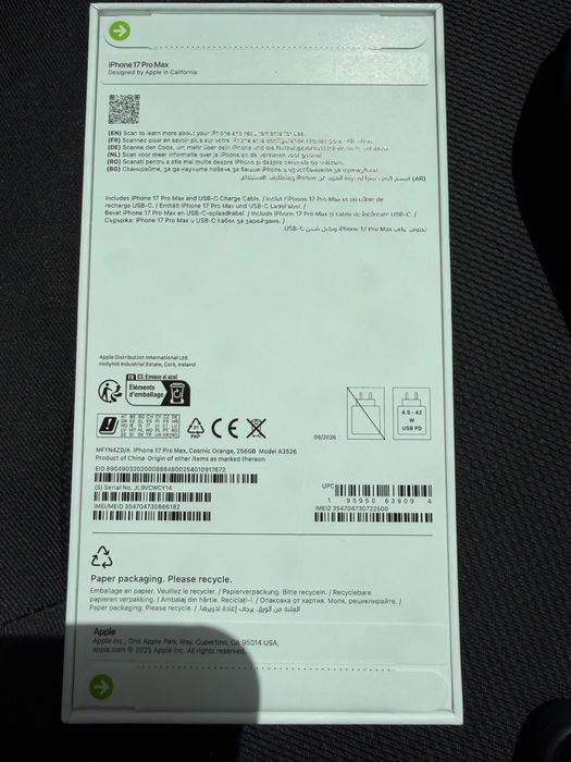 Iphone 17 Pro Max 256Gb novo/selado