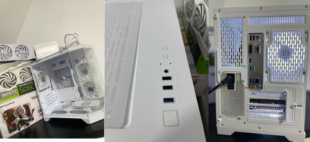Mocny Komputer Gamingowy RTX 5060 8GB / R5 5500 / 32 Ram / SSD+HDD / W11 / Do Gier / Bialy ARGB