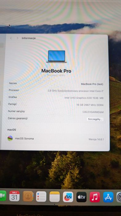 MacBook Pro 16” i7 / 16GB RAM / 512GB SSD / stan idealny