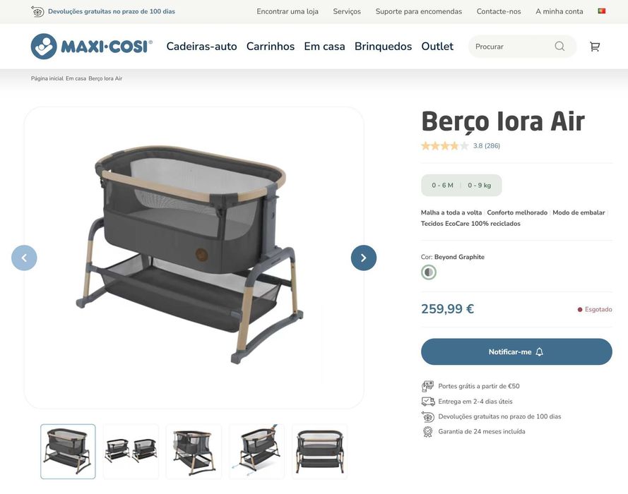 Berço Maxi-Cosi Iora Air + Ninho Doomoo Cocoon – Verde