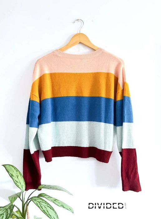 Camisola de Malha  H&M-H&M Colored Striped Knitted Sweater