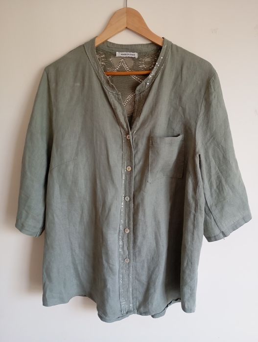 Blusa verde seco com lantejoulas